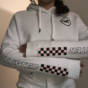 cropped hoodie checkered arms